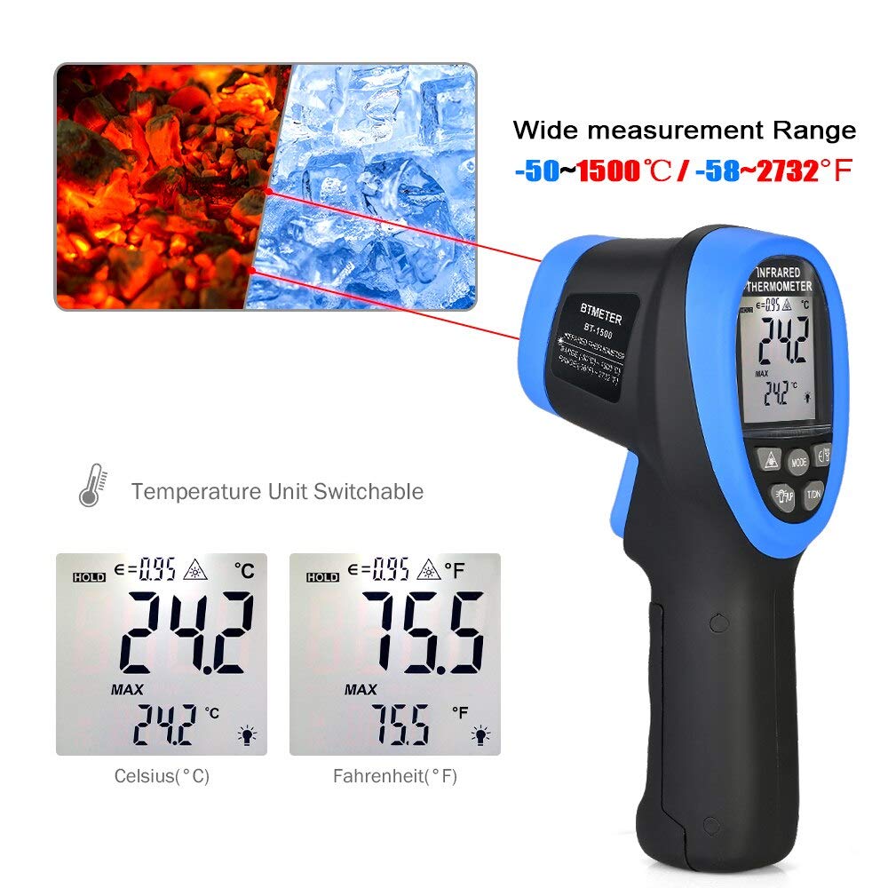 Industrial Laser Temperature - -50℃ to 1500℃ Laser Thermometer Gun