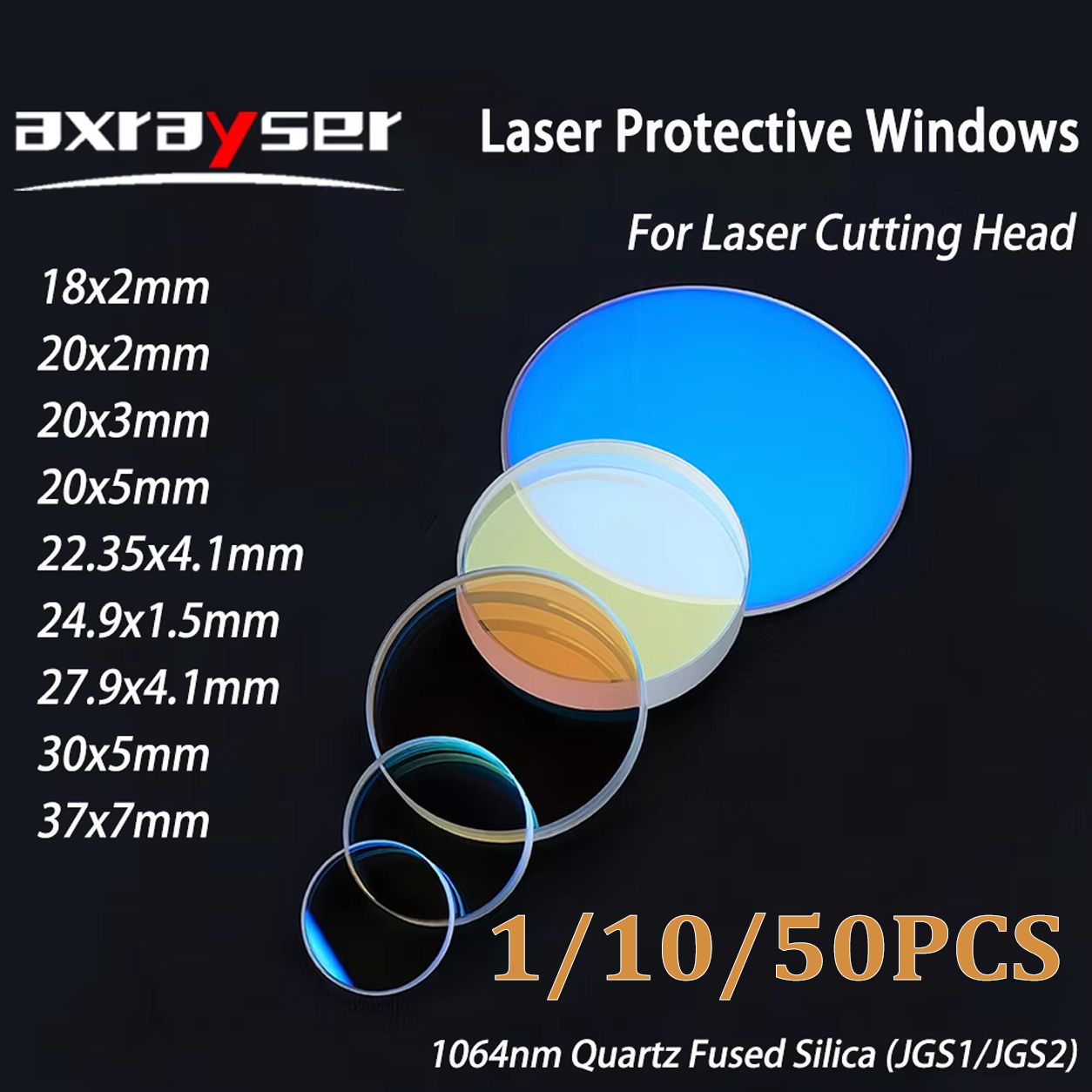 Industrial Fiber Laser - 1/10/50PCS Fiber Laser Protection Lens 18x2mm-37x7mm