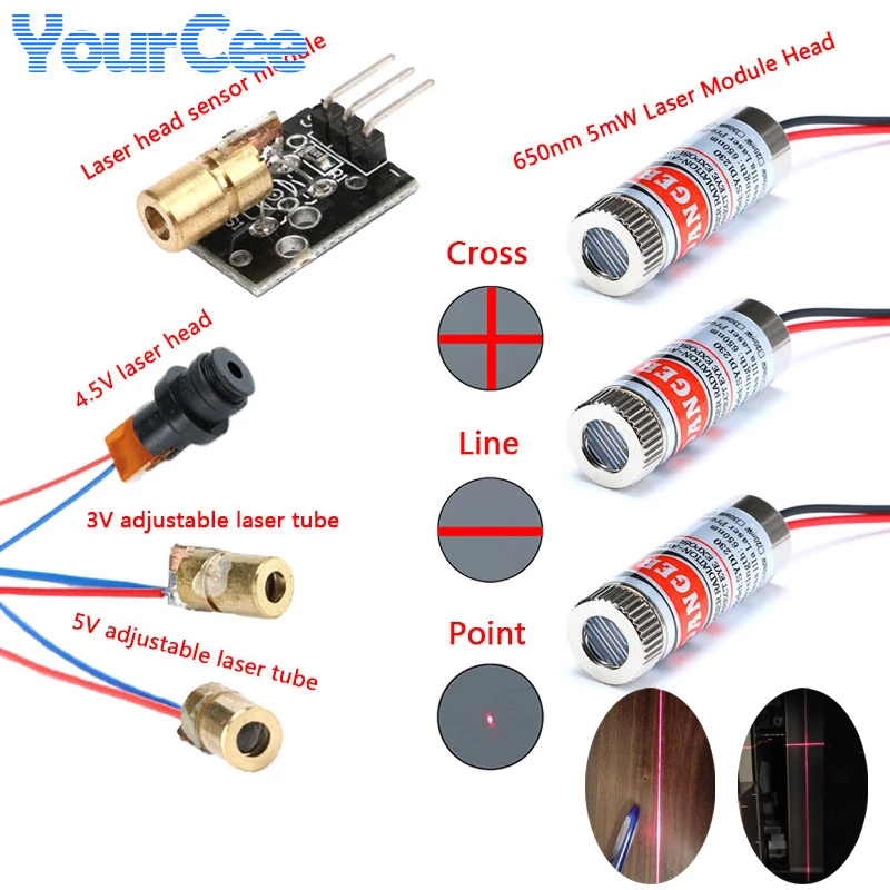 Industrial Laser Diode - 2pcs 650nm 5mW Red Point/Line/Cross Laser