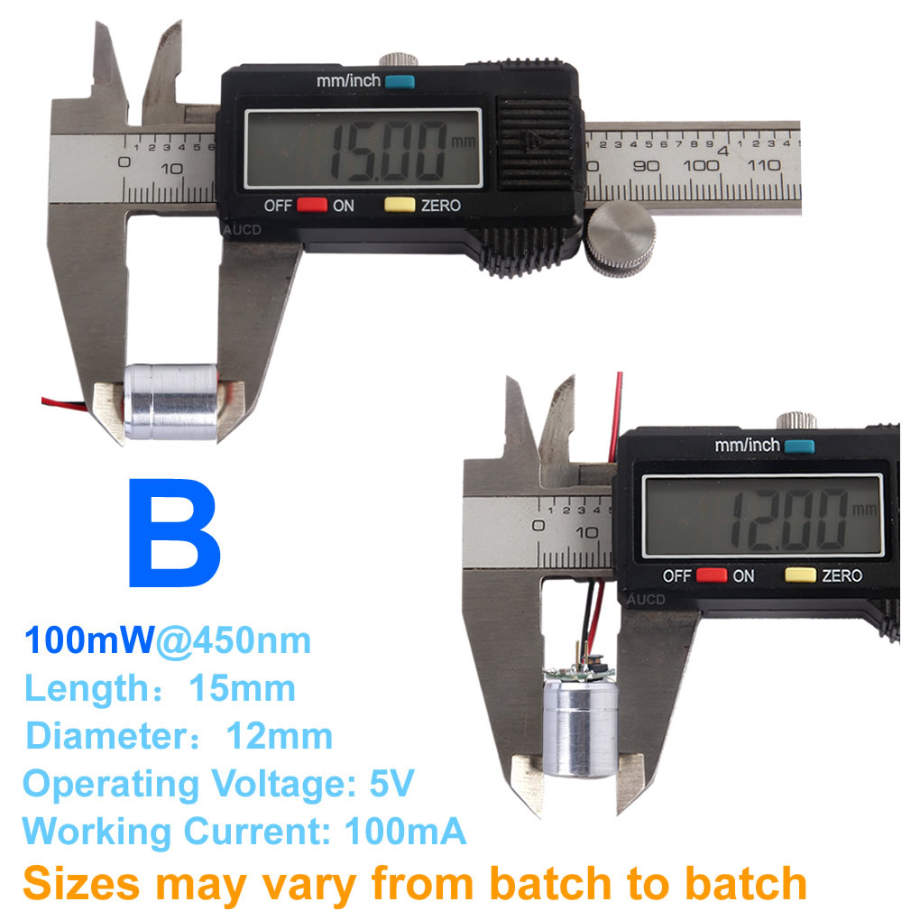 Φ12x15mm DC 5V Red-100mW Green - огляд і ціна Industrial Blue Laser