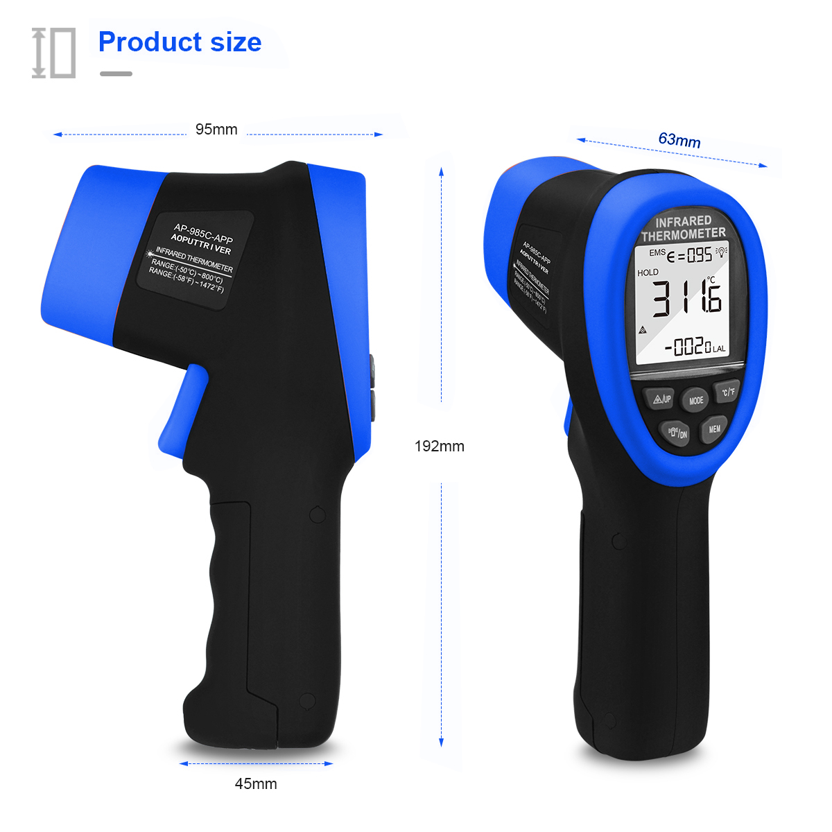 HoldPeak IR Thermometer Gun -5 - огляд і ціна Industrial Laser Temperature